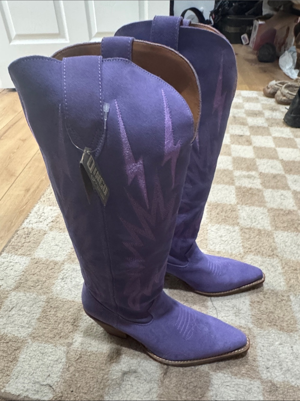dingo Purple Suede Western Heeled Boots - Picture 2 of 4